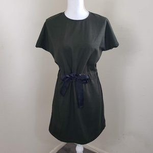 Edition Short Sleeve Drawstring Mini Dress Army Green Size 4 UK/ 6 US